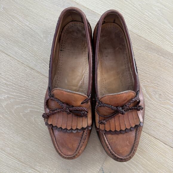 Woodstock Kiltie Slip On Leather Loafer Tan Brown Academia Preppy Shoes 11 C main image 7